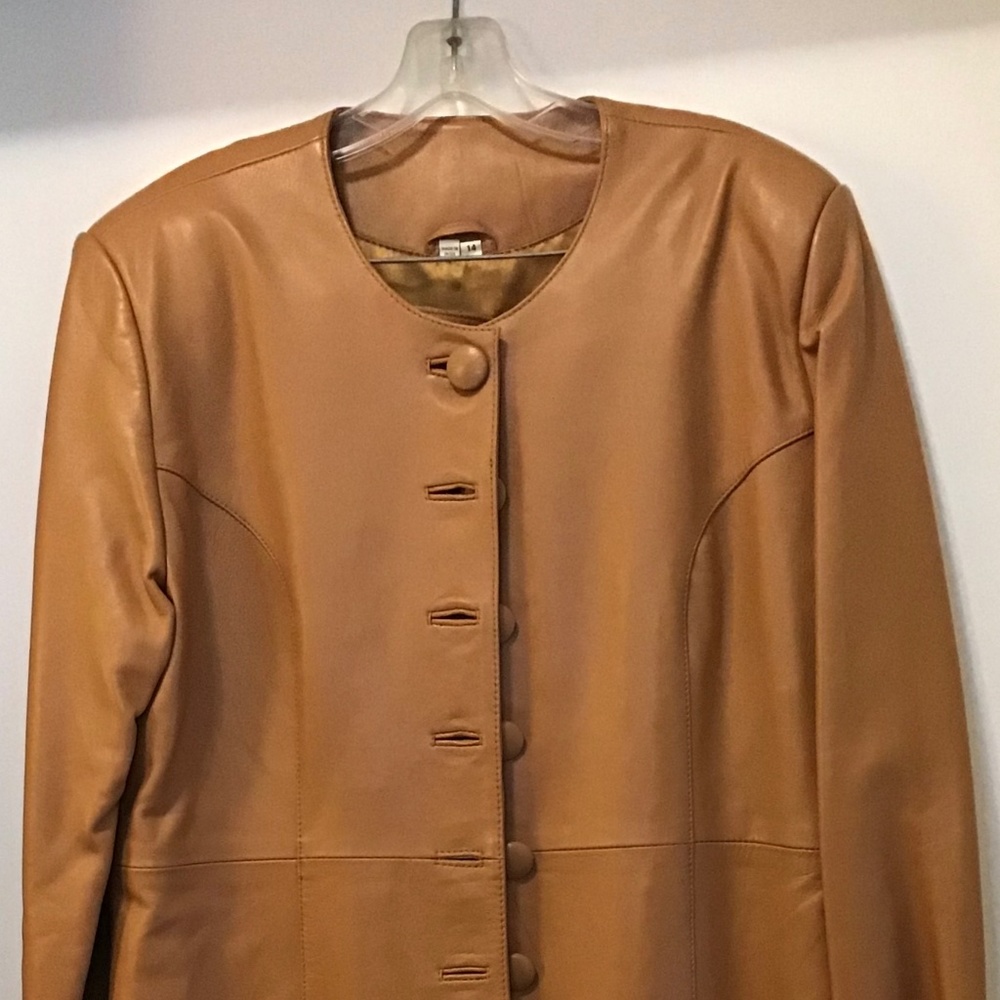 Two piece brown leather suit